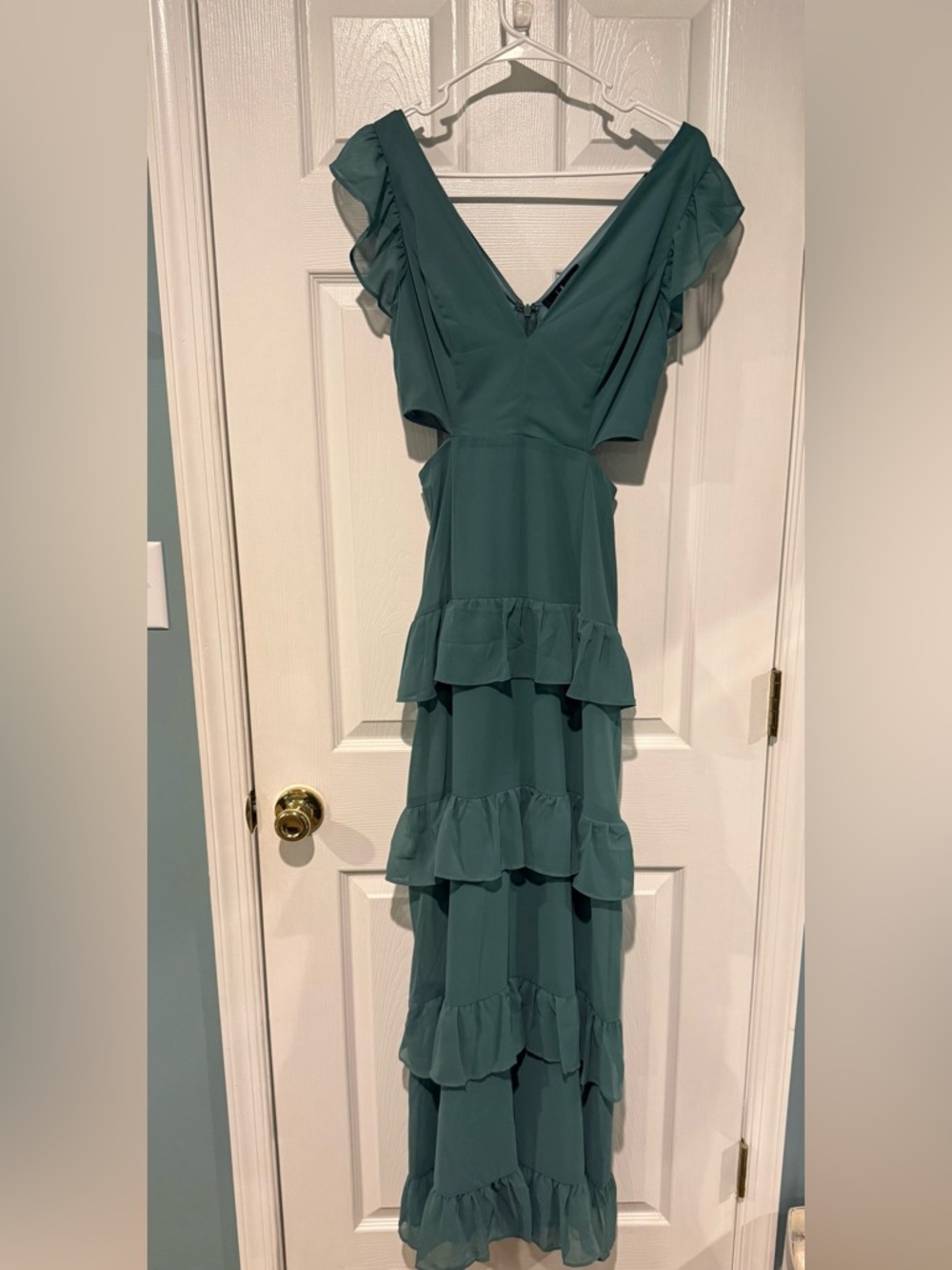 Lulu's Teal Tiered Ruffle Maxi Dress